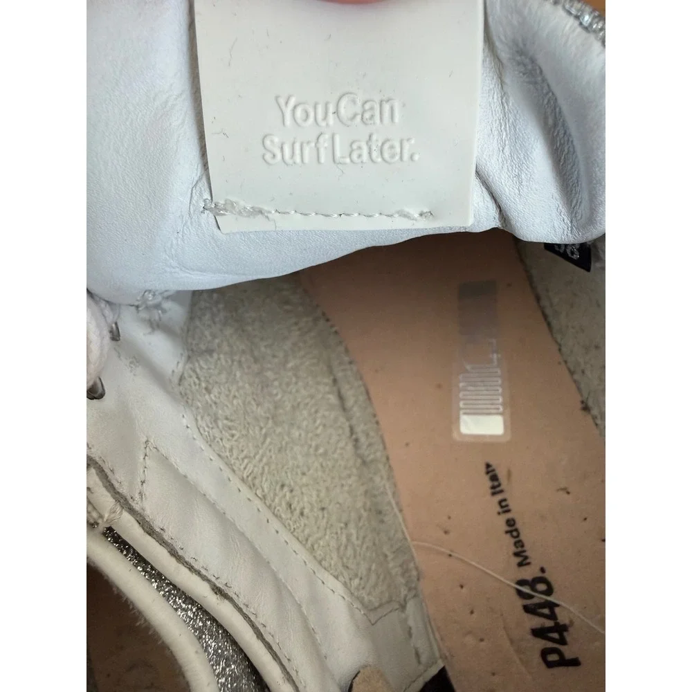 P448 silver and purple glitter sneakers